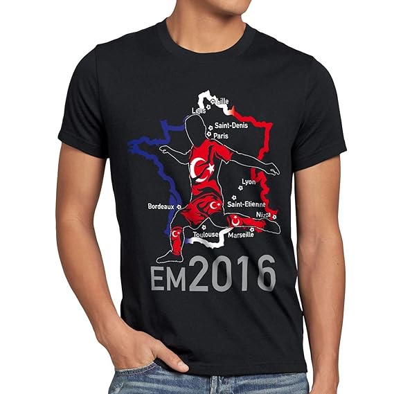 style3 EM 2016 Türkei Fan Herren T-Shirt Frankreich alle Spielorte Türkiye Turkey