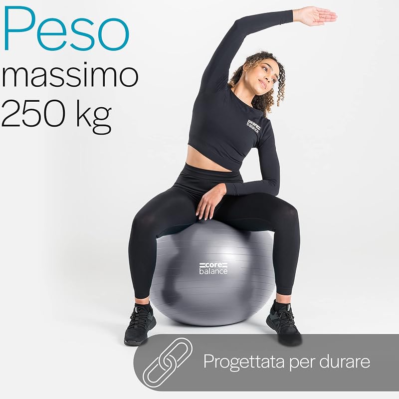 Palla da Ginnastica Anti-Scoppio, Grigio, 55 cm