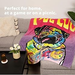 Dawhud Direct Colorful Pug Fleece Blanket for
