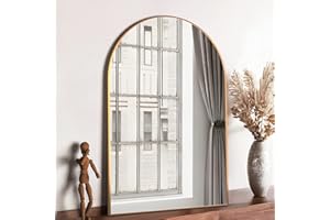 NEUWEABY Wall Mounted Mirror, Arched Wall Mirror for Bathroom, 24"x36" Arch Bathroom Mirror with Metal Frame, Gold Vanity Mirror Decor for Mantle, Bedroom, Entryway, Living Room