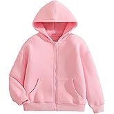 LuxyBear Girls Zip Up Hoodie Kids Fashion Oversized Textured Sweatshirt Jacket with Pockets 6-14 Years