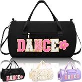 Dance Bag for Girls, KUIRAN 23L Waterproof Travel Duffel Bag with Colorful Chenille Letter, Lightweight Small Gym Sport Ballet Weekender Bag with Large Main Compartment - Black/White/Pink