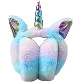 Ztl Foldable Unicorn Earmuffs for Girls Kids Women Soft Plush Winter Ear Warmers