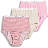 Jockey Women's Underwear Plus Size Classic Brief - 3 Pack, Sienna Sunset/Simple Pink Stripe/Ivory, 9