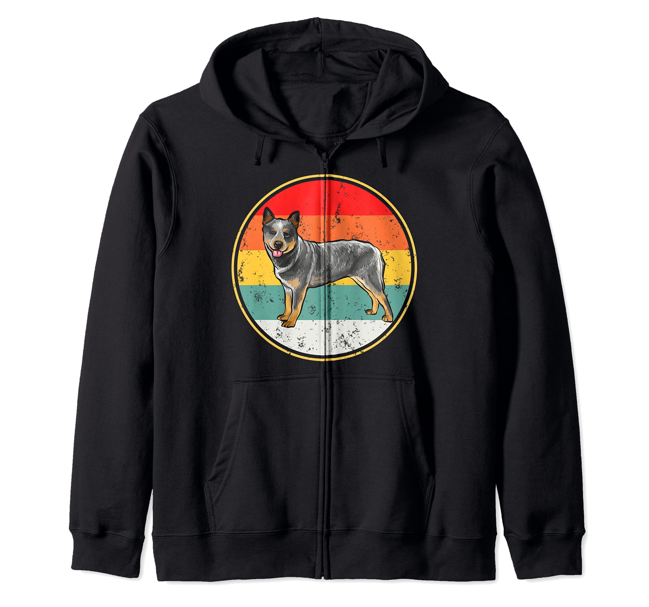 Vintage Retro Sunset Australian Cattle Dog Zip Hoodie