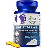Vegan Prenatal Vitamins with DHA (60 Count) Omega-3 - Qwell Better Than Fish Oil, Brain Function - 820 Mg Algae DHA & EPA, Vegan Prenatal Vitamins with Vitamin E, Carrageenan-Free