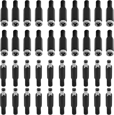 AEDIKO 20 Pairs 5.5x2.1mm DC Power Plug Socket Female Male Panel Mount