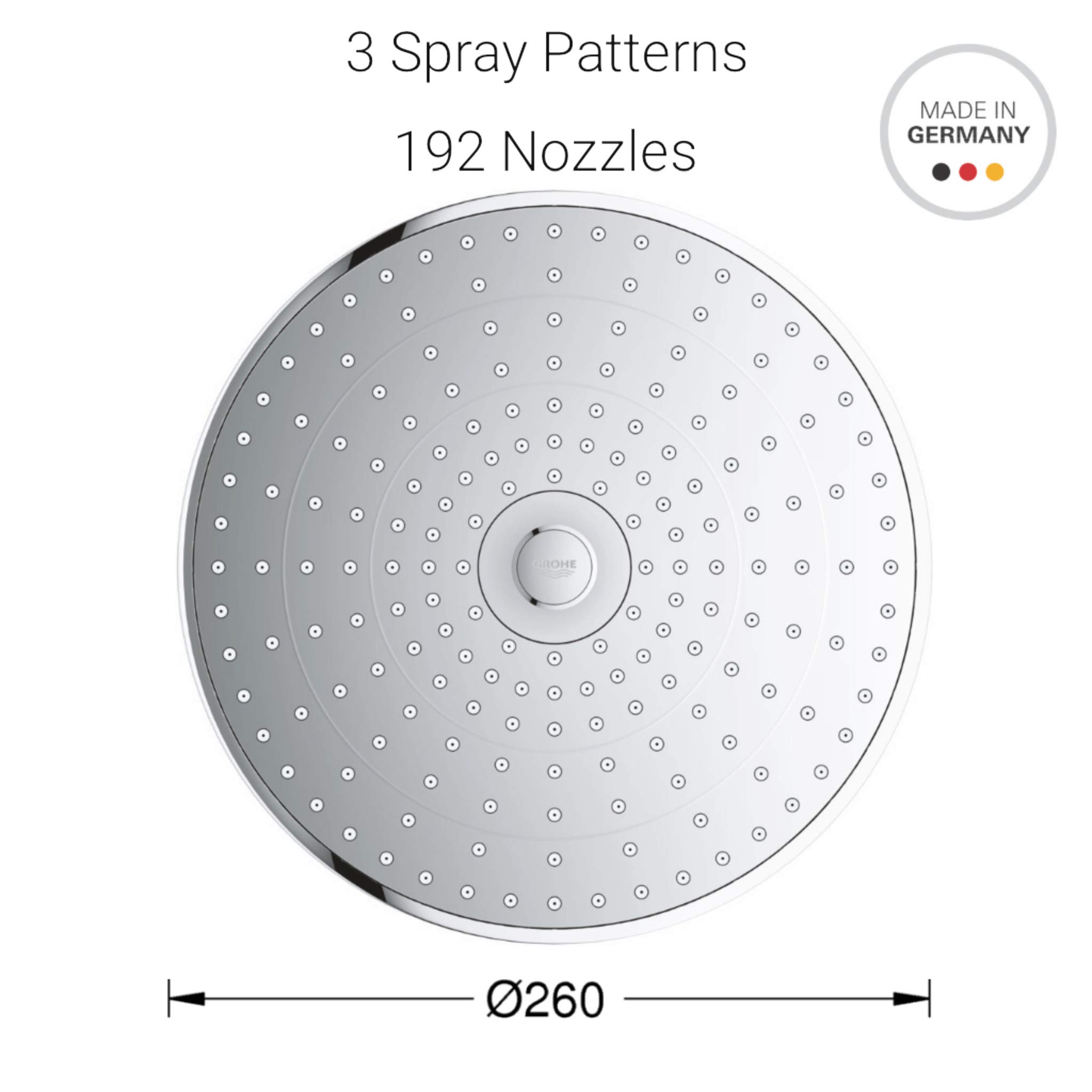 GROHE 27296002 Euphoria 260 Thermostatic Shower System, Chrome, Ø 260mm Buy Online in UAE