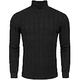 COOFANDY Men's Slim Fit Turtleneck Sweater Casual Twisted Knitted Pullover Sweaters