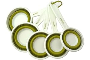 Starfrit Set of 5 Collapsible Measuring Cups - Space Saver, Compact Storage - Storage Ring Included - Dishwasher Safe