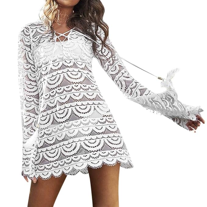 white crochet beach dress