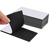 OHOKAR Hook and Loop Fastener Strips with Adhesive, 12 Sets 4x2 Inch Nylon Heavy Duty Fasteners Sticky Back Tape, Double-Sided Adhesive Mounting Tape for Indoor Outdoor Home Office School Use, Black