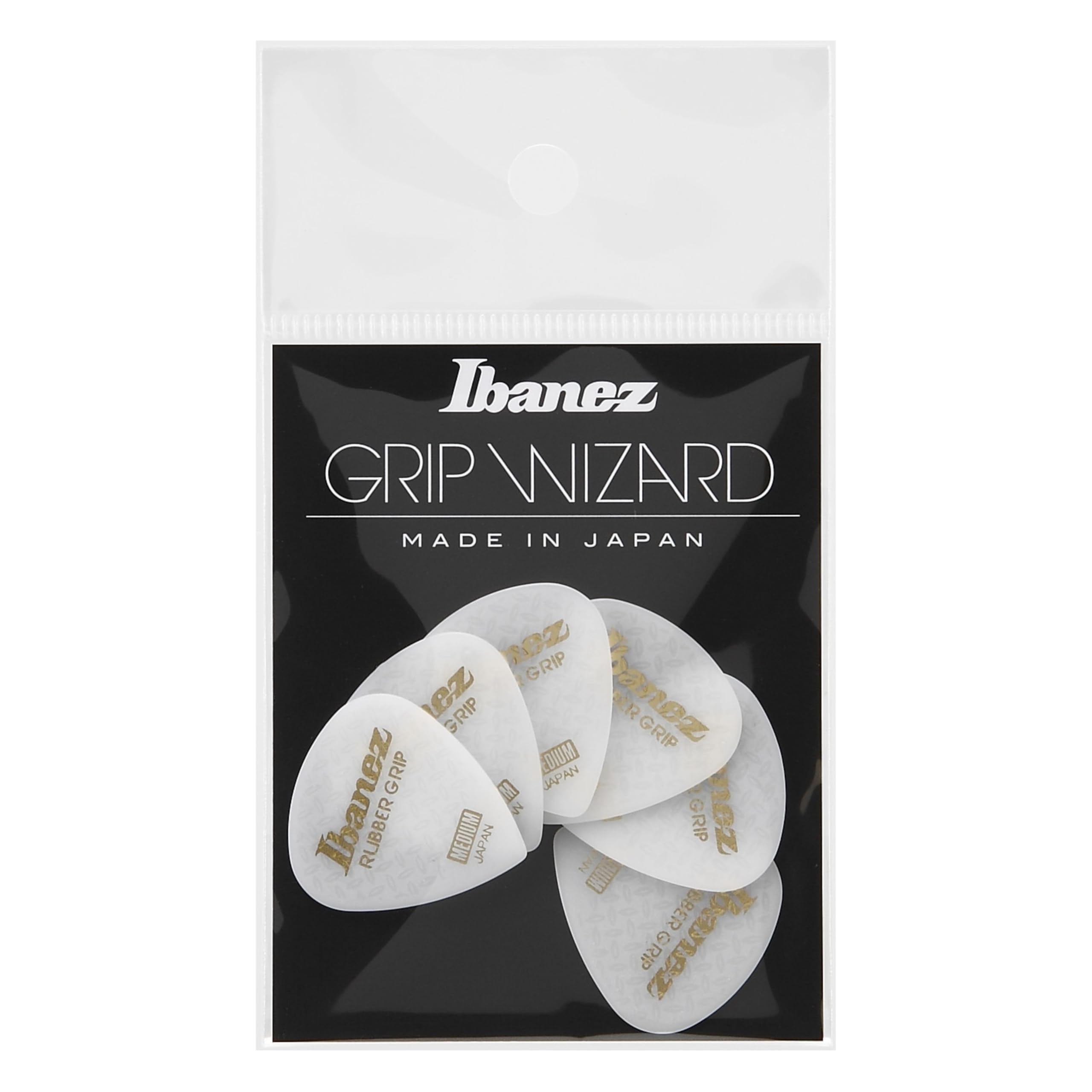 IBANEZ Grip Wizard Series Rubber Grip Flat Pick - White Pack of 6 (PPA16MRG-WH) — image 1