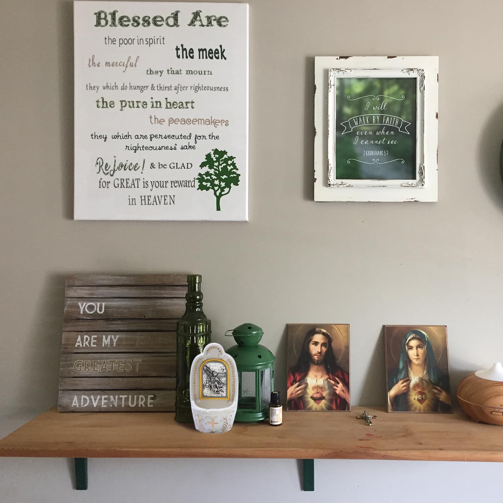 KOMI Saint Michael The Archangel Holy Water Fonts for Home Church Wall Hanging Decor Catholic Gifts 5 1/2 Inch