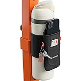 Magnetic Water Bottle Sleeve Bag and Large Pocket Phone Holder for Gym - Black Pouch with 4 Magnets - Attach it to Any Gym Equipment & Golf Carts - Magnetic Bag Mount for Phones - Gym Essentials