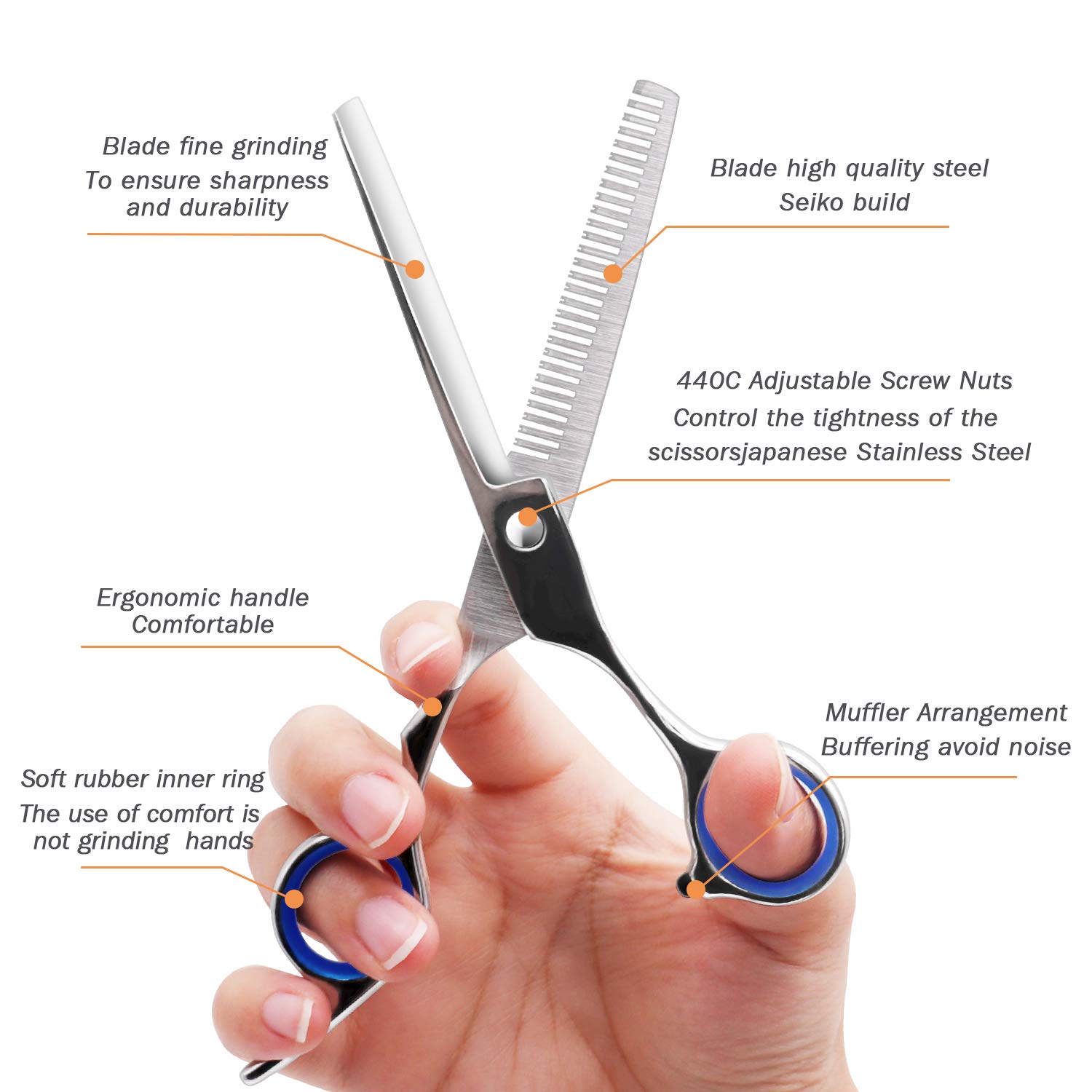 Hair Cutting Shears, Professional Hair Cutting Scissors Set, 6Pcs Haircut Shears Kit with Thinning Scissors, Hair Razor Comb, Clips, Storage Case for Barber, Salon, Home Use : Beauty