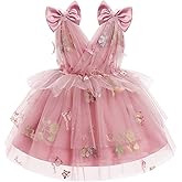 IMEKIS Toddler Girls Butterfly Birthday Dress Rainbow Tulle Formal Wedding Party Ruffle Tutu Dresses Photo Shoot