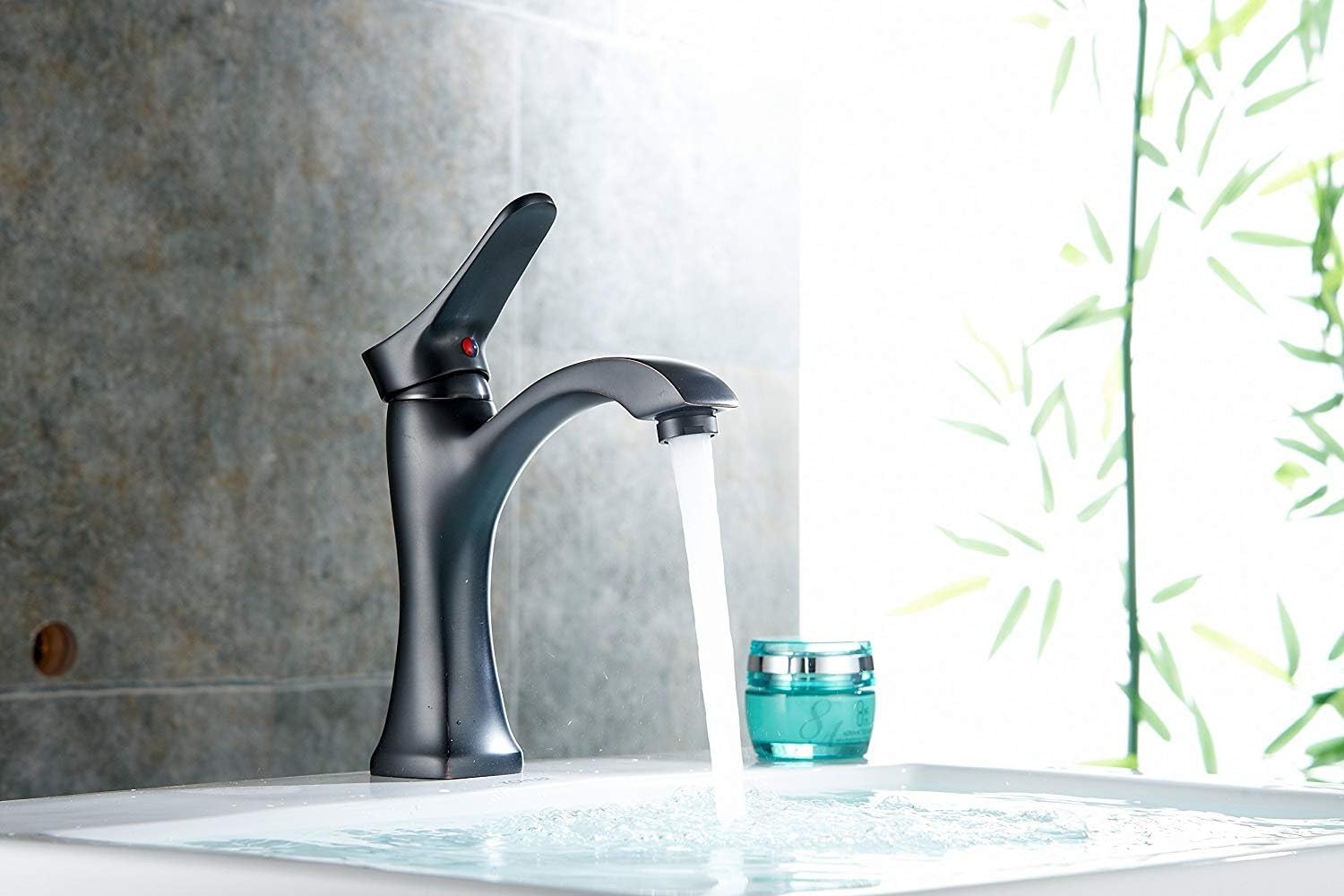 BWE Bathroom Sink Faucet with Supply Line Oil Rubbed Bronze Single Handle One Hole Lavatory Faucets Basin Mixer Tap - - 