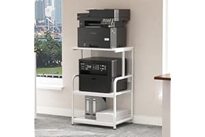 Arbuxzuy Printer Stand with Storage Shelf,3 Tier Printer Cart with Wheels,Mobile Printer Table for Home Office,Stands for Pri