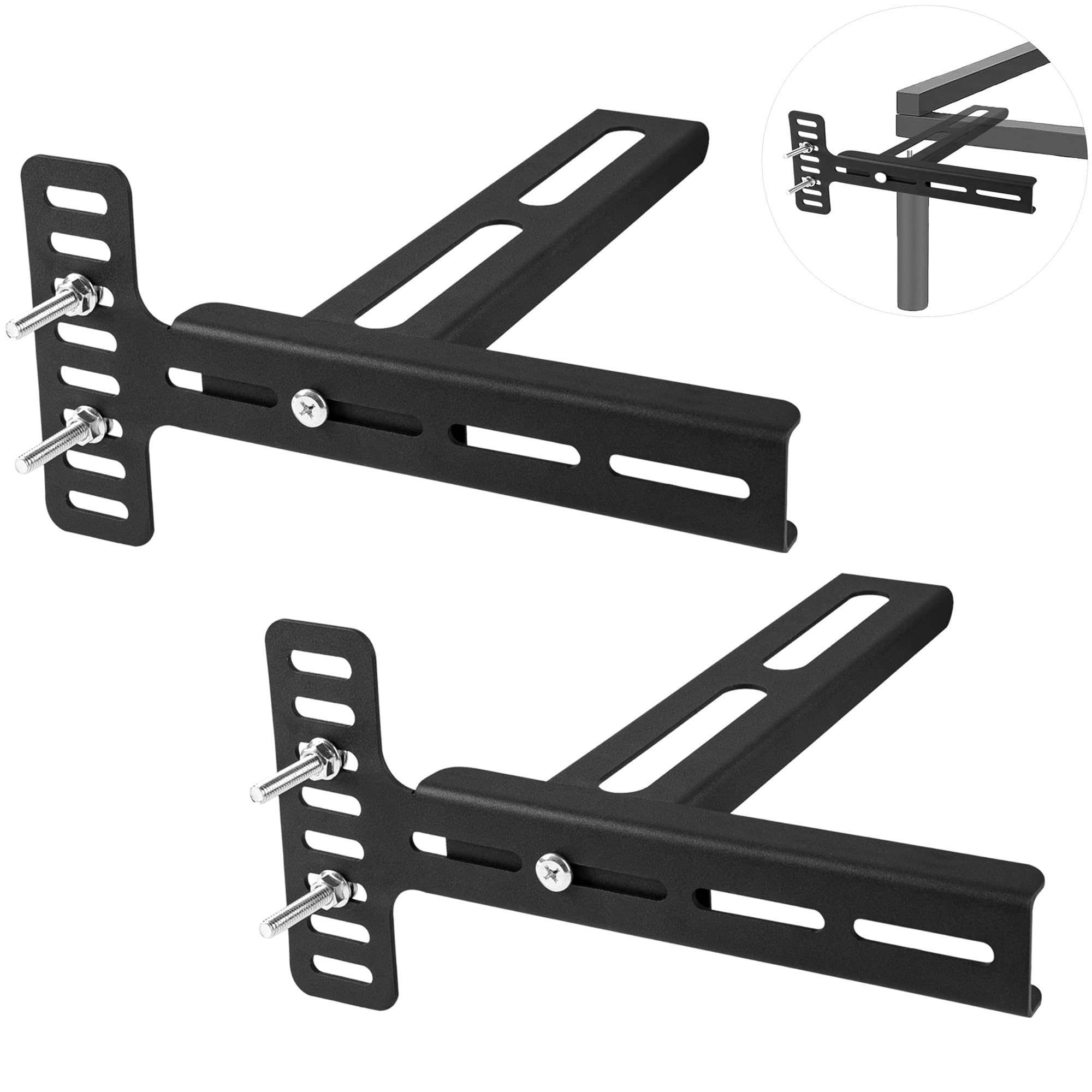 VANROUG 2 Pcs Black Adjustable Base Headboard Bracket, Bed Frame Adapter, Headboard Attachment Bracket for Metal Bed Frame