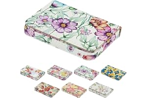 AI-DEE Business Card Holder，PU Leather Business Card Case Color Printing Pattern Card Holder Wallet，Pockets Magnetic Credit Card Holders for Men and Women - Colorful Daisy