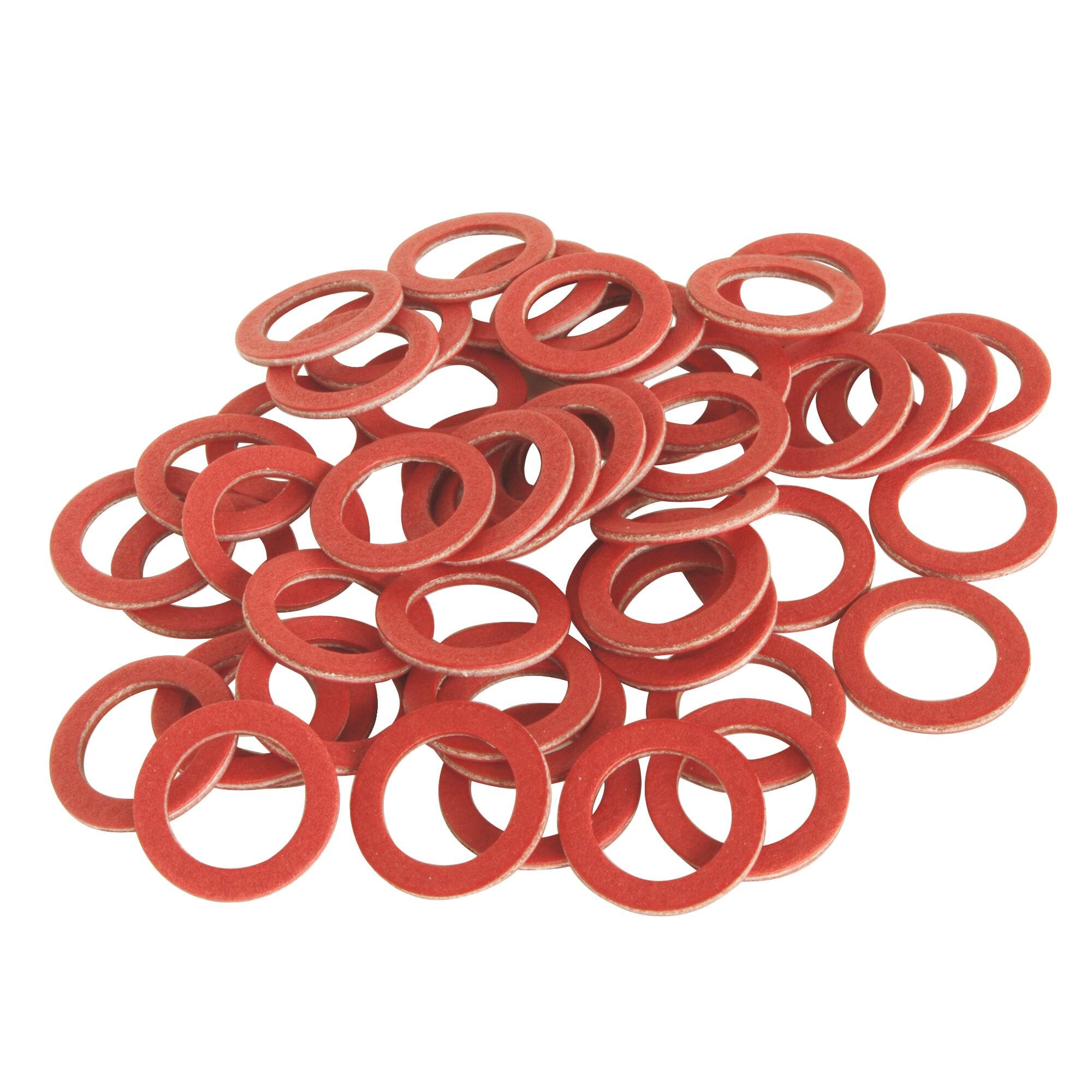 SOMATHERM FOR YOU - S70101 - Set of 50 fiberglass gaskets, fibreglass gasket for sealing cold water, hot water and sanitary fittings, Red, 18x12x1.5, Approximately Φ1.2cm