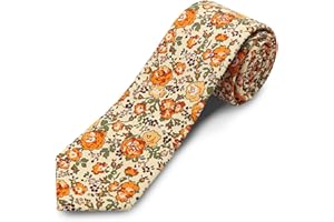 GHTIYLP Cotton Floral Ties for Men 2.76" Men's Skinny Tie Linen Flower Printed Neck Tie for Wedding Dating Party