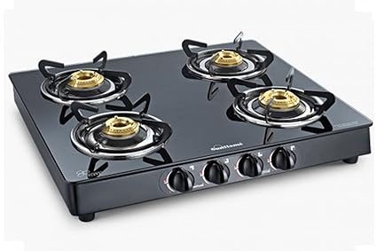 Sunflame Classic Glass Top Black - Ss Body 4 Burner - Bk Stove