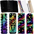 Supla 36 Sets 4 Style Magic Scratch Rainbow Bookmarks Making Kit for Kids Students Party Favor Scratch Paper DIY Bookmarks Bulk with Scratching Tools Satin Ribbons for Classroom Activities