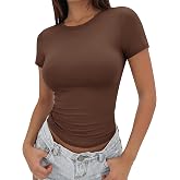 TNNZEET Basic Tees for Women Slim Fit Short Sleeve Tshirts Casual Clothes | Crewneck Crop, Soft Stretchy, Workout &amp; Gym&amp; Daily Wear, Fashion Clothing for Y2k Going Out, Compression Cute Summer Outfits
