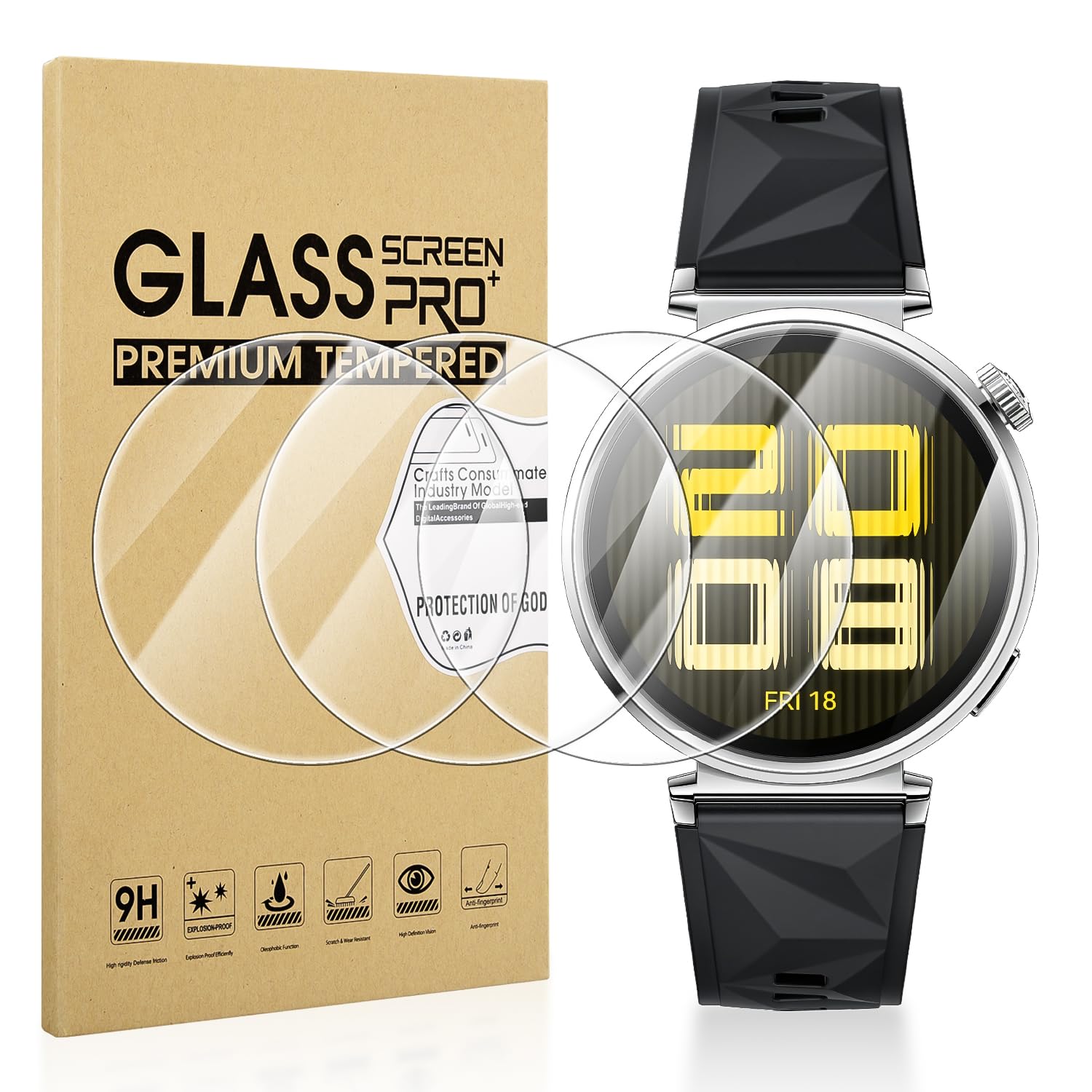 Diruite 4-Packs Tempered Glass for HUAWEI Watch GT 5 41 mm Screen Protector,HD Scratch-Resistant Tempered Glass Screen Protector Cover