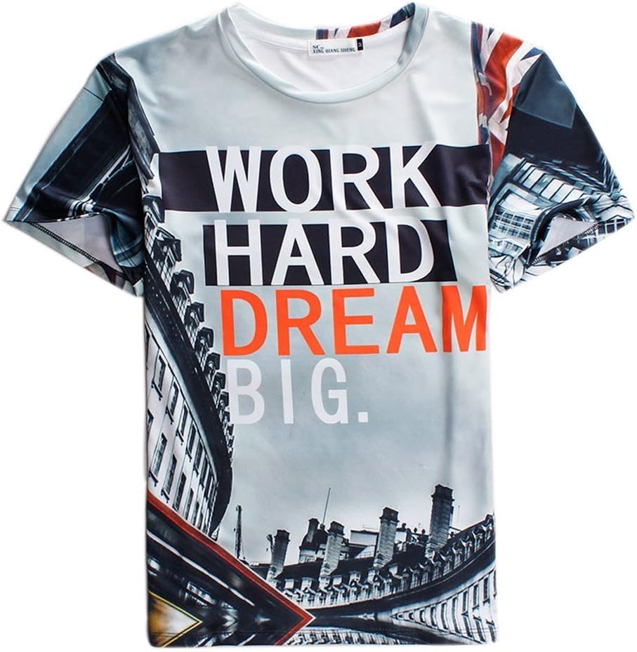 Leies Girl WORK HARD DREAM BIG 3D Printing Men's T-Shirt Label Large USM
