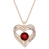 January Birthstone Crystal Necklace for Women, Infinity Love Double Heart Pendant paved with Crystals and engraved with "I love you for always and forever", Birthday Jewelry Gift for Her Mom Wife