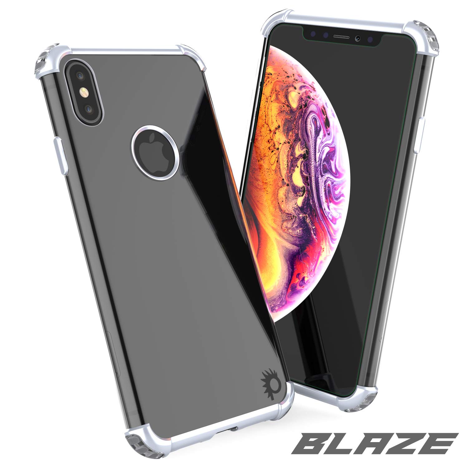 iPhone Xs Max Case, Punkcase [Blaze Series] Protective Cover W/PunkShield Screen Protector [Shockproof] [Slim Fit] Compatible for Apple iPhone Xs Max [Silver]