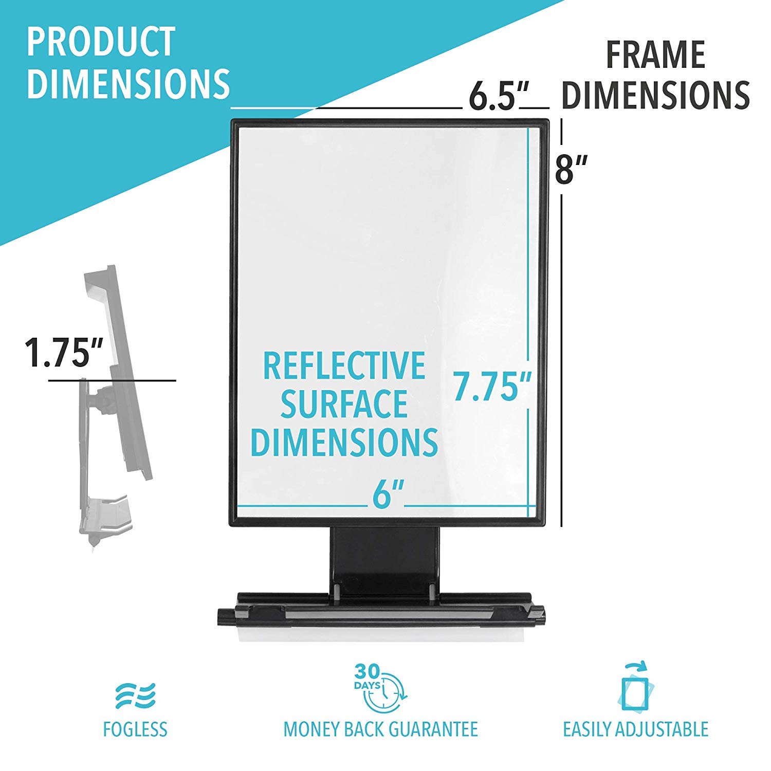 ToiletTree Products Deluxe Larger Fogless Shower Shaving Mirror with Squeegee, Large, Black : Beauty