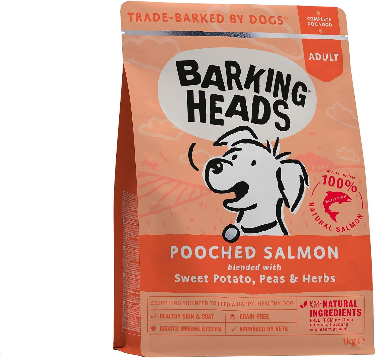 Barking Heads Complete Dry Dog Food 1kg x 4, Adult All Hounder Hair Necessities Salmon - Image 3