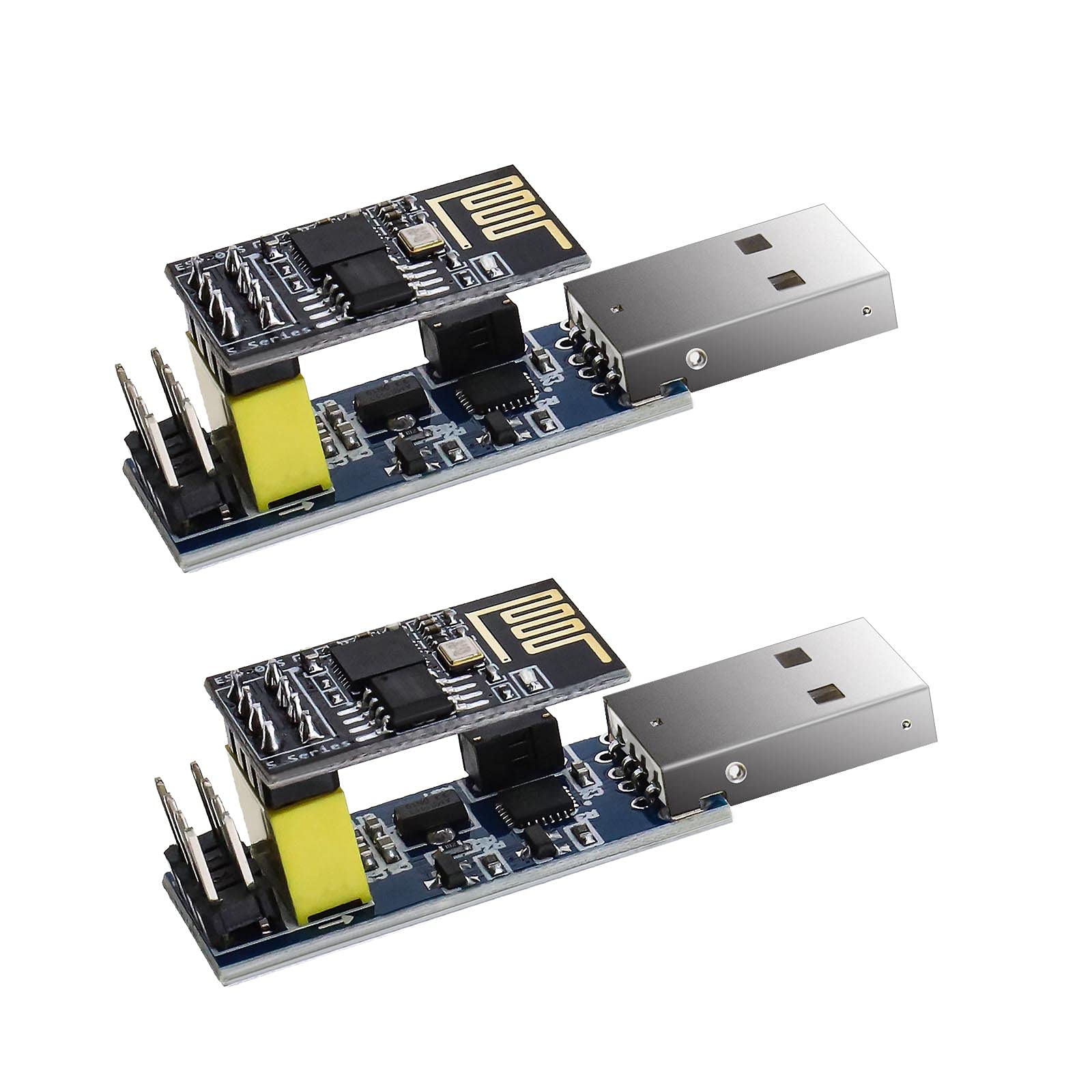 EMSea ESP8266 ESP-01 ESP01S Serial Wireless Transceiver Wifi Module Board & USB CH340C Chip Converter Adapter Kit x2