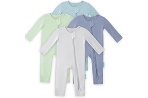PurComfy Baby Long Sleeve Romper Jumpsuit, Premium Soft Rayon One Piece Pajamas Boy Girl 2-Way Zipper Coverall Sleeper
