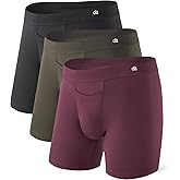 DAVID ARCHY Men’s Boxer Briefs with Covered Waistband & Fly, Breathable Underwear, Moisture-Wicking, 3-Pack