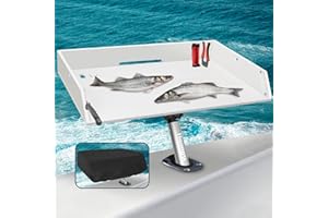 HNONPW Boat Cutting Board - Bait Cutting Board for Boat, with Rod Holder Mount Plier Storage & Knife Slot & Boat Fillet Table Cover, Bait Table Fillet Board For Fish Cleaning Station, Boat Accessories Marine