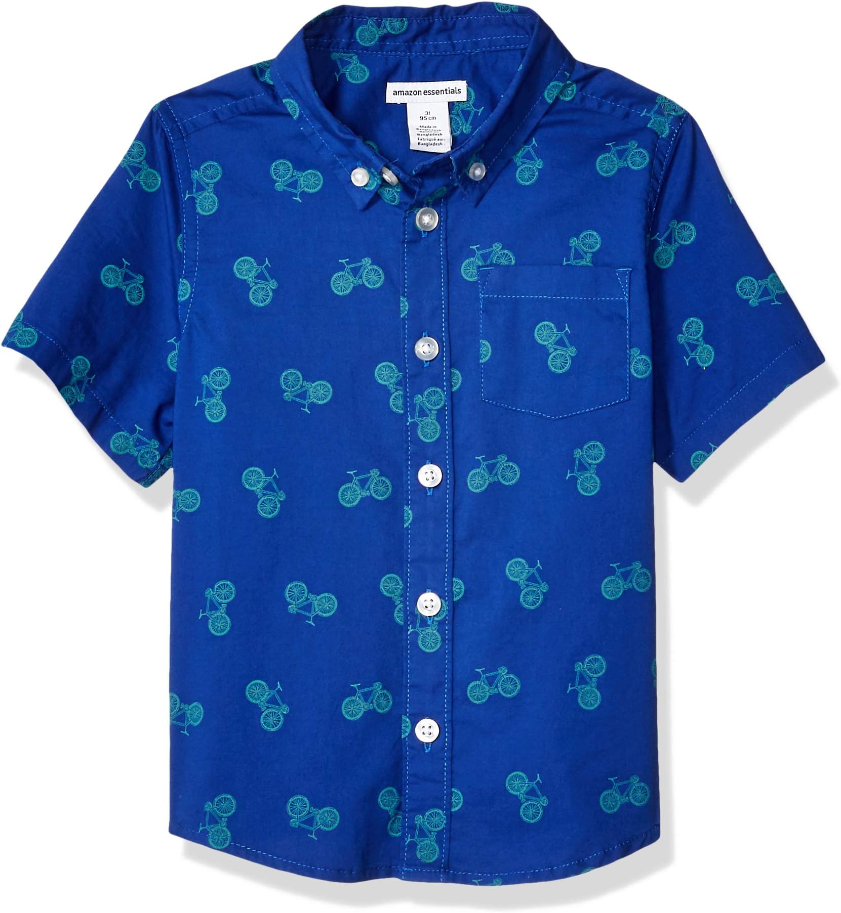Amazon Essentials Boys Short-Sleeve Woven Poplin Chambray Button-Down Shirts