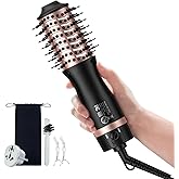 slopehill Mini Travel Dual Voltage Hair Dryer Brush,1000 Watts Hot Air Brush with European Plug, Ionic Hair Dryer and Styler for Women, Oval Barrel 2 Heat & 2 Speed Settings for International Travel