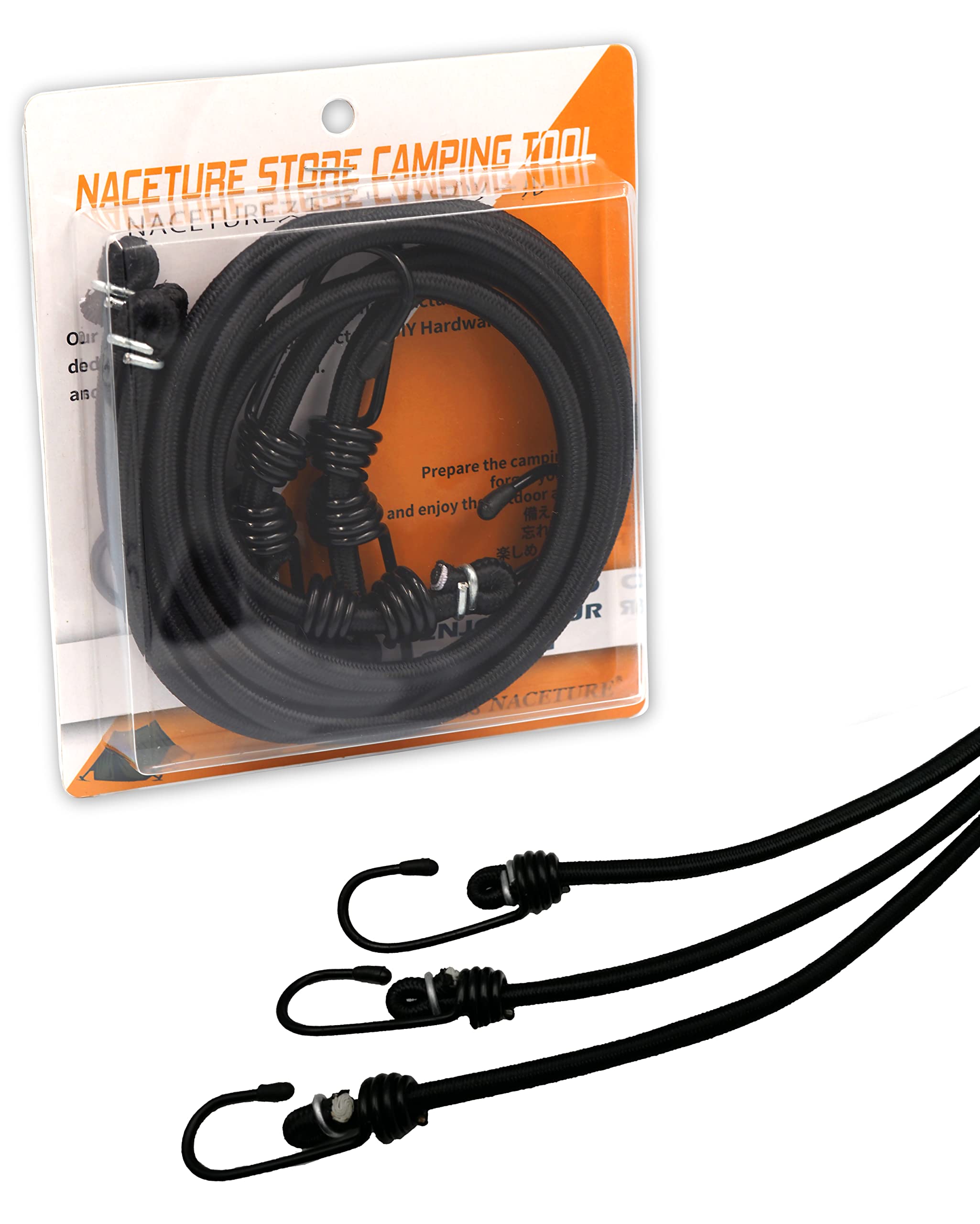 36 Inch Bungee Cord with Hooks Camping Accessories - 3 PCS Heavy Duty Elastic Cord Durable Rubber Canopy Ties Perfect for Camping, Luggage, Tents, Wire Hooks — image 1