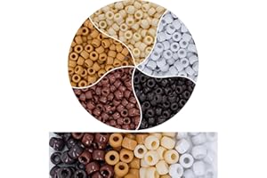 800Pcs Brown Pony Beads 6x9mm for Bracelets Making, Kandi Beads for Friendship Bracelet Beading Supplies with Elastic Thread