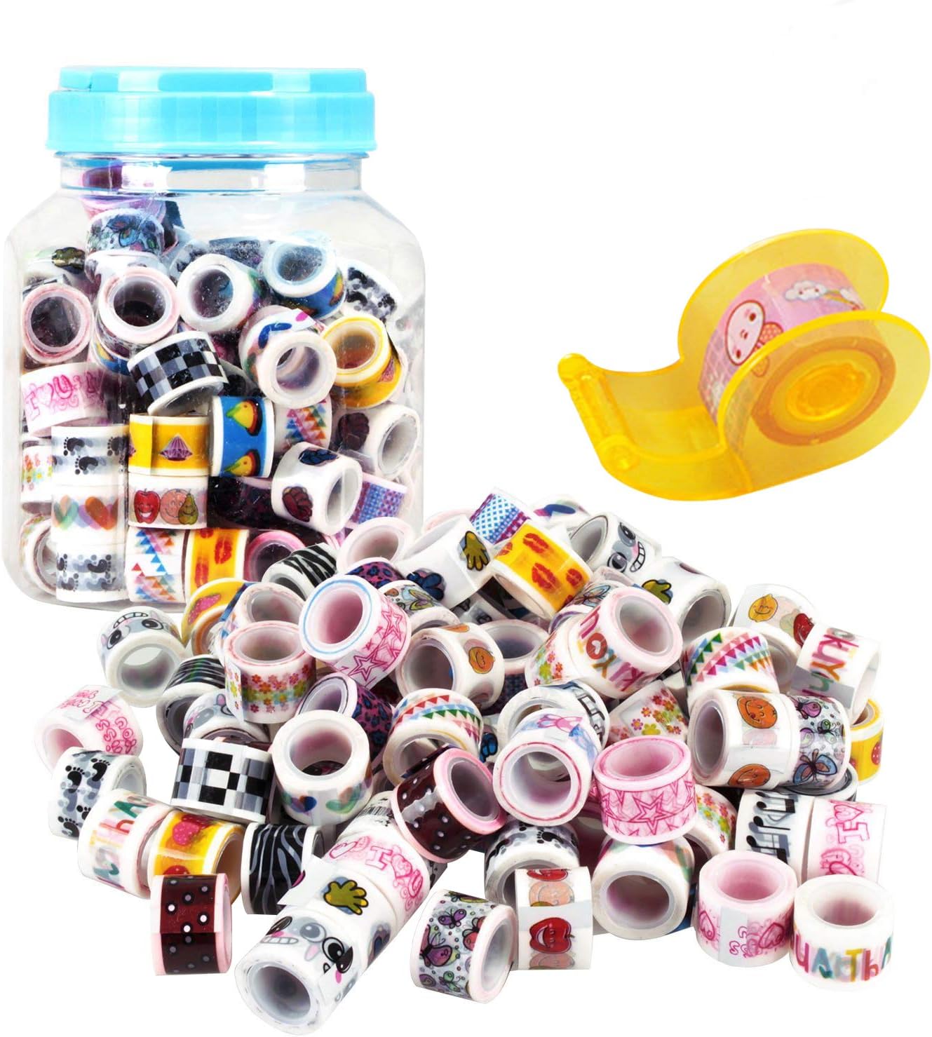 91 pcs Washi Tapes Set - Decorative Masking Mini Washi Tapes for Scrapbooking DIY,Decorating,Lamp,Cards,Party Supplies