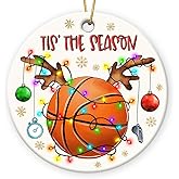 Christmas Ornaments Basketball 2026 - Gift Ideas for Basketball Lover Coach Player Team Friends - Tis The Season with Sports Ornaments for Christmas Tree Decorations - Sport Gifts for Boys Men