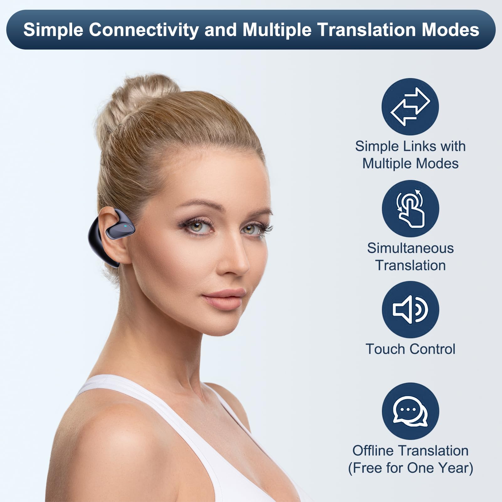 2025 Upgraded Ai Translator Earbuds, 144 Languages Real-Time Translation Bluetooth 3-in-1 HD Sound Two-Way Earbuds for Business, Travel, Learning