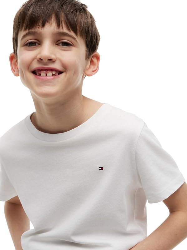 Jungen Boys Basic Cn Knit S/S Kb0kb04140 Kurzarm Strickoberteile, Weiß (Bright White), 122 EU