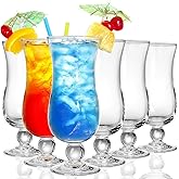 Yesland 6 Pack Hurricane Glass - 15 oz Pina Colada Cocktail Glasses Clear Tulip Drinking Cups for Drinking Cocktails, Tropical Drinks, Water Full-Bodied Beer, Juice