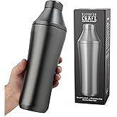 Elevated Craft Hybrid Cocktail Shaker - Premium Vacuum Insulated Stainless Steel Gunmetal Cocktail Shaker - Innovative Measuring System - Martini Shaker for the Home Bartender - 28oz Total Volume